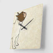 Profile of French Bulldog Looking Up Quadratische Wanduhr (Winkel)