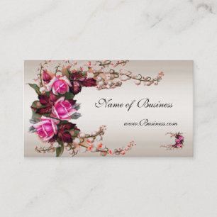 Profilkarte Vintage Creme Rosa Rosen Visitenkarte