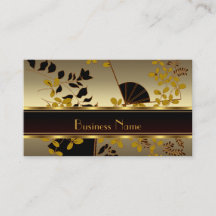 Profilkarte Vintage Floral Gold Schwarz Asiatisch