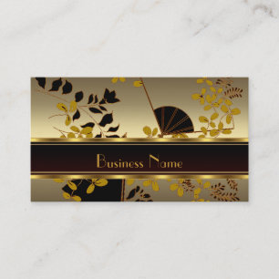 Profilkarte Vintage Floral Gold Schwarz Asiatisch Visitenkarte