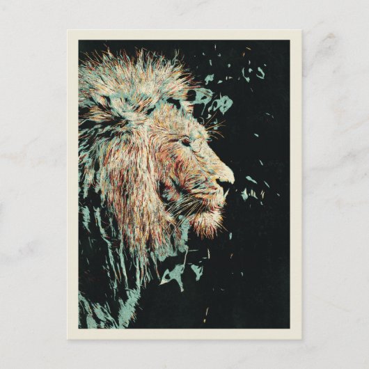 Profilporträt einer eleganten Lion-Illustration Postkarte (Vorderseite)