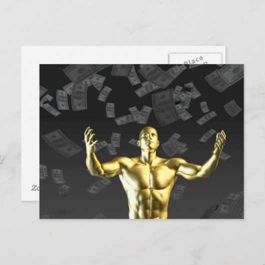 Profit oder Geldgewinne leicht mit dem Menschen er Postkarte (Vorne/Hinten)