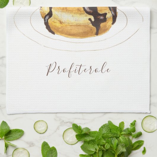 Profiterole Wasserfarbe Geschirrtuch (Gefaltet)