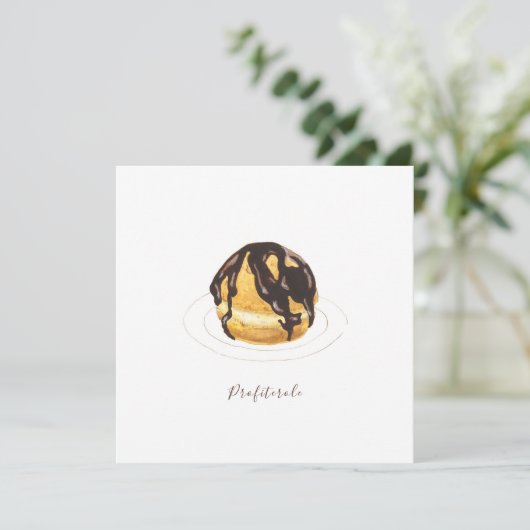 Profiterole Wasserfarbe Karte (Stehend Vorderseite)