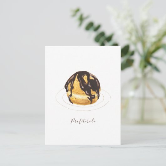 Profiterole Wasserfarbe Postkarte (Stehend Vorderseite)