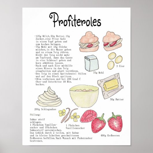 Profiteroles-Rezept Poster (Vorne)