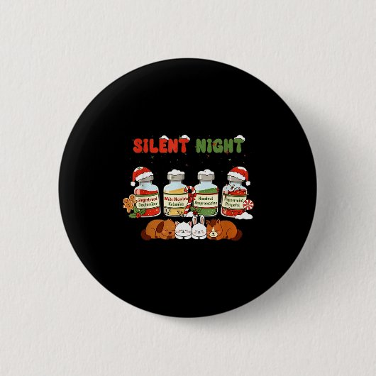 Profol Silent Night Funny Vet Tech Christmas  Button (Vorderseite)