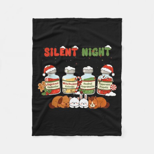 Profol Silent Night Funny Vet Tech Christmas Fleecedecke (Vorderseite)