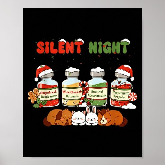 Profol Silent Night Funny Vet Tech Christmas Poster (Vorne)