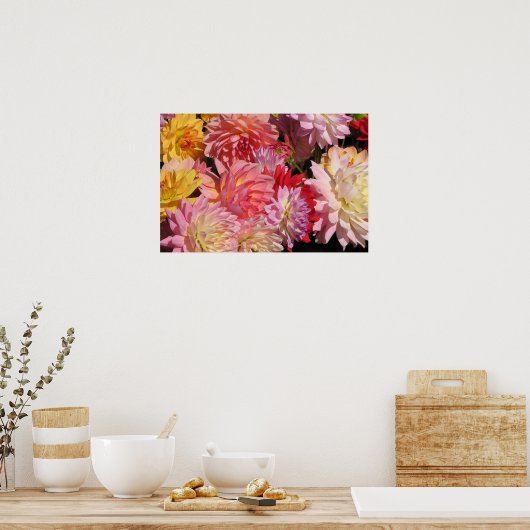 Profusion von Dahlias Poster (Küche)