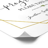 Progamme unterzeichnen Trauungszeremonie Grün Gold Poster (Ecke)