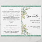Programa de Quinceañera Verde con Hojas (Vorderseite)