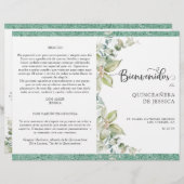 Programa de Quinceañera Verde con Hojas (Vorne/Hinten)