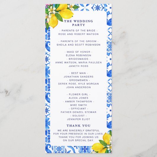 Programa Mediterranean Tiles Wedding with Lemon Programm (Rückseite)