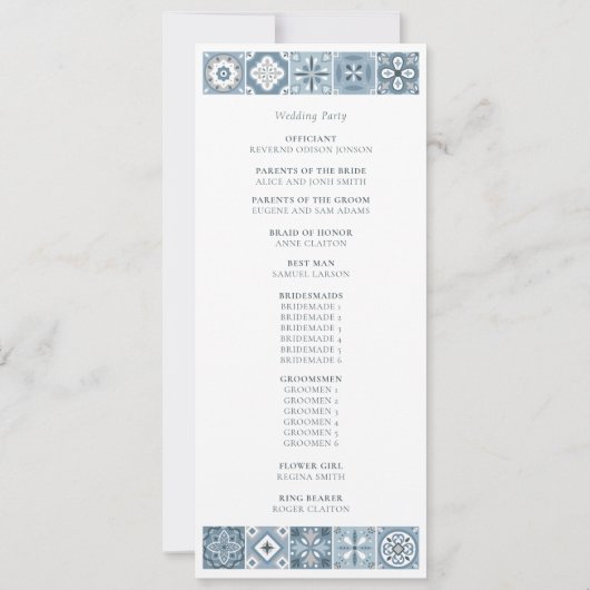 PROGRAMM "BLUE AN GRAY SPANISH TILES" (Rückseite)