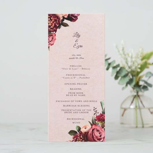 Programm "Burgund und Blush Flat" (Stehend Vorderseite)