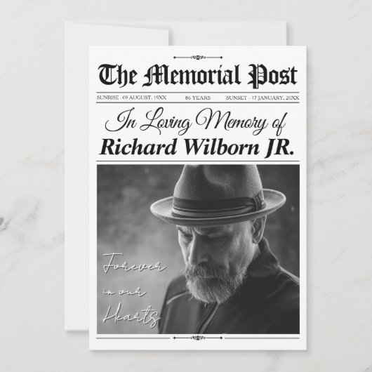 Programm "Custom Funeral Newspaper w", Gedenkkarte (Vorderseite)