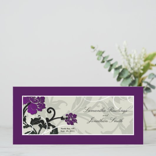 Programm der Hochzeitskirche - Lila Blumenwirl (Stehend Vorderseite)