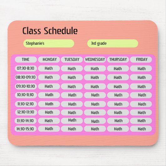 Programm der Pastel Yellow Niedlich Girl Class Mousepad (Vorne)
