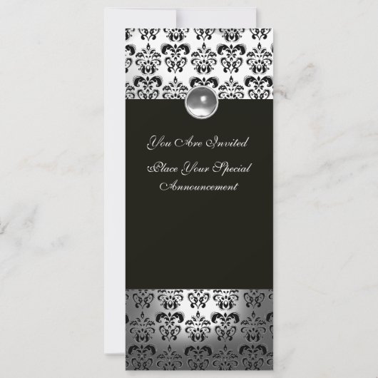 PROGRAMM DER Schwarz-weißen DAMASK-MONOGRAM-WEDING (Rückseite)