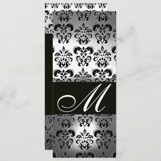 PROGRAMM DER Schwarz-weißen DAMASK-MONOGRAM-WEDING (Vorne/Hinten)
