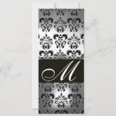 PROGRAMM DER Schwarz-weißen DAMASK-MONOGRAM-WEDING (Vorderseite)