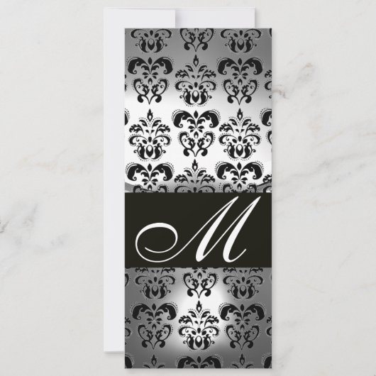 PROGRAMM DER Schwarz-weißen DAMASK-MONOGRAM-WEDING (Vorderseite)