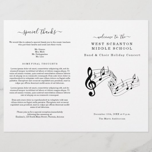 Programm des Schulchors oder der Schulband Flyer (Vorne)