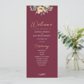 Programm - Elegante Bordeaux, Hochzeit (Stehend Vorderseite)