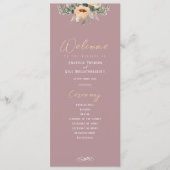 Programm - Elegantes Blumenrosa, Hochzeit (Vorderseite)