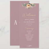Programm - Elegantes Blumenrosa, Hochzeit (Vorne/Hinten)
