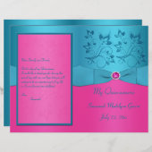 Programm Fuchsien und Turquoise Floral Quinceanera (Vorne/Hinten)