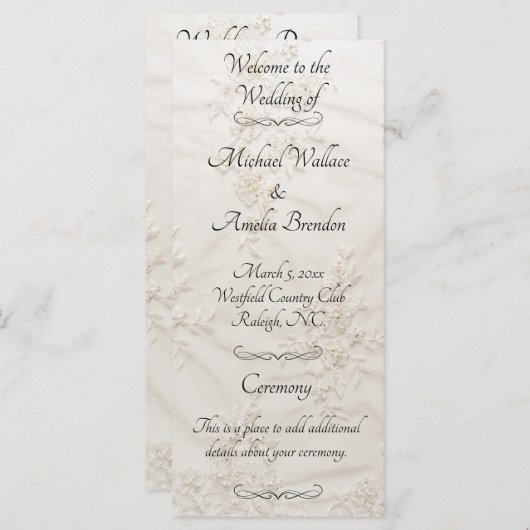 Programm für bestickte Hochzeiten (Vorne/Hinten)