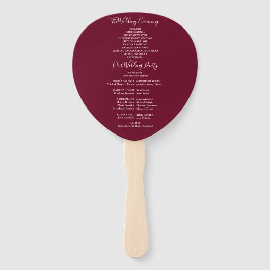 Programm für Burgund-Signatur-Skripte Fächer (Rückseite)