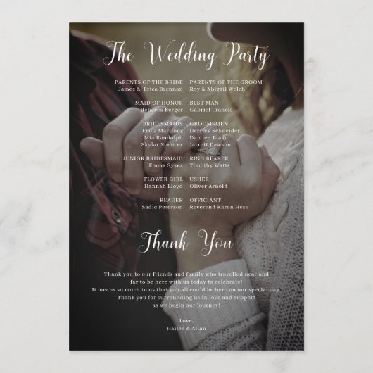 Programm für das beste Hochzeitstipendien-Foto (Rückseite)