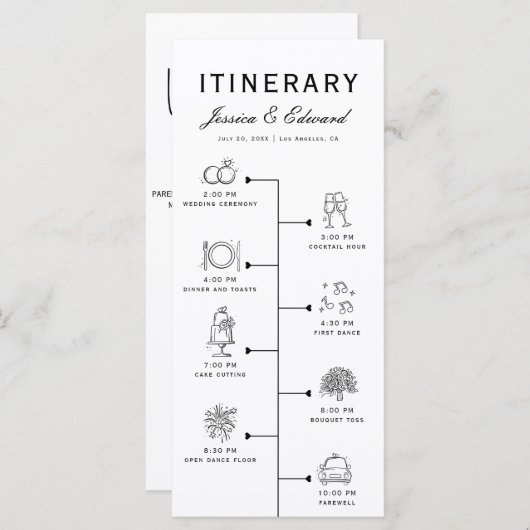 Programm für das Hochzeitspaziergang Party Schwarz (Vorne/Hinten)