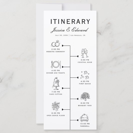 Programm für das Hochzeitspaziergang Party Schwarz (Vorderseite)