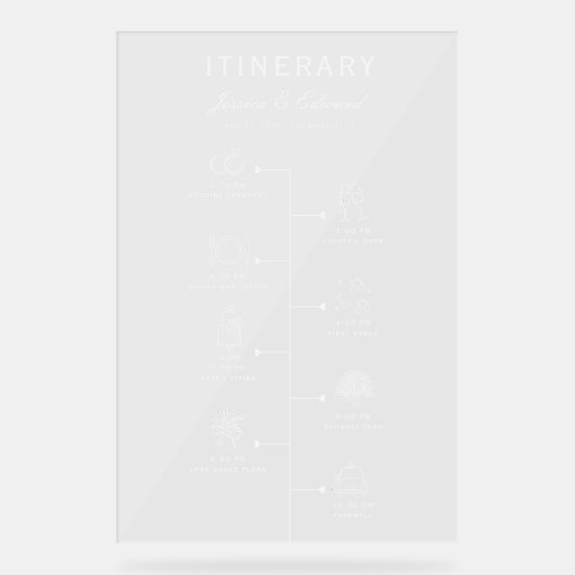 Programm für das Hochzeitspaziergang Party Schwarz Acrylschild (Vorderseite)