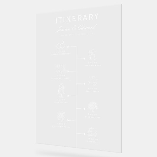 Programm für das Hochzeitspaziergang Party Schwarz Acrylschild (Winkel)