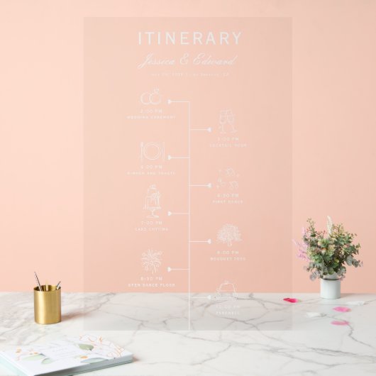 Programm für das Hochzeitspaziergang Party Schwarz Acrylschild (Hochzeit)