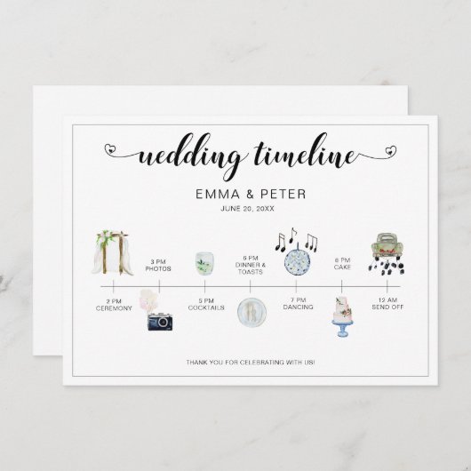 Programm für den Hochzeitstag (Vorne/Hinten)