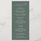 Programm für die Grüne Minimale Hochzeit (Rückseite)