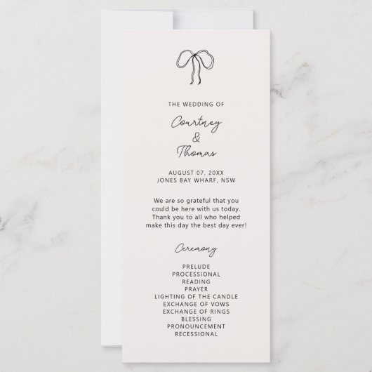 Programm für die handgezeichnete Whimsical-Hochzei (Vorderseite)