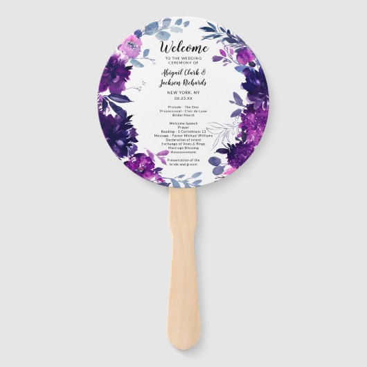 Programm für die Hochzeit des verzauberten Blumenk Fächer (Vorderseite)