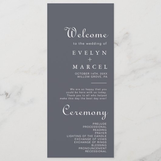 Programm für die Hochzeit des Winterwaldes (Vorderseite)