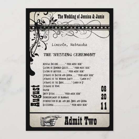 Programm für die Hochzeit von Playbill Metallic Si (Vorderseite)