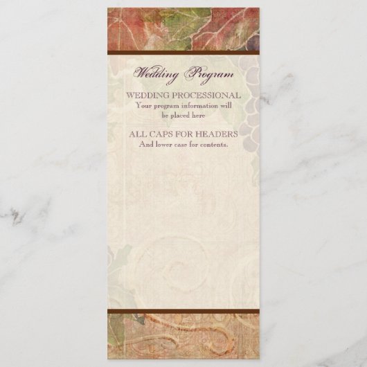 Programm für die Hochzeit von reifen Trauben (Rückseite)