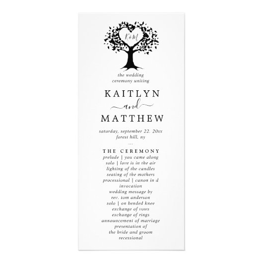 Programm für die Hochzeit von Schwarz-Weiß-Monogra (Vorne)