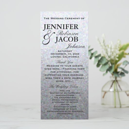 Programm für die Hochzeit von weichem Silber (Stehend Vorderseite)