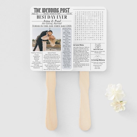 Programm für die Hochzeitung Fächer (Vorne und Hinten)